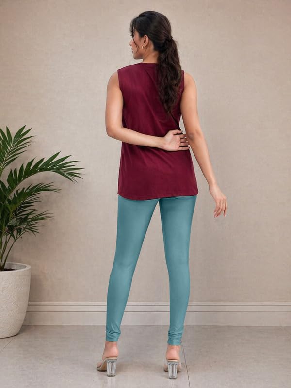 Image of TRENDMALLS Women's Microfiber Elastane Stretch Soft Churidar Length Leggings with Ultrasoft Waistband