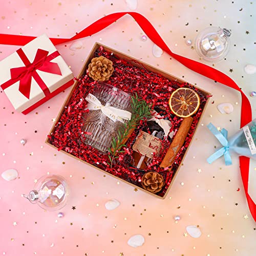 Zwish 150Grams Red Crinkle Cut Paper Shred Filler Metallic Iridescent Gift Boxes Filler Gift Wrapping Gift Basket Filler Small Boxes For Gift Easter Bakset Filling #TOP5