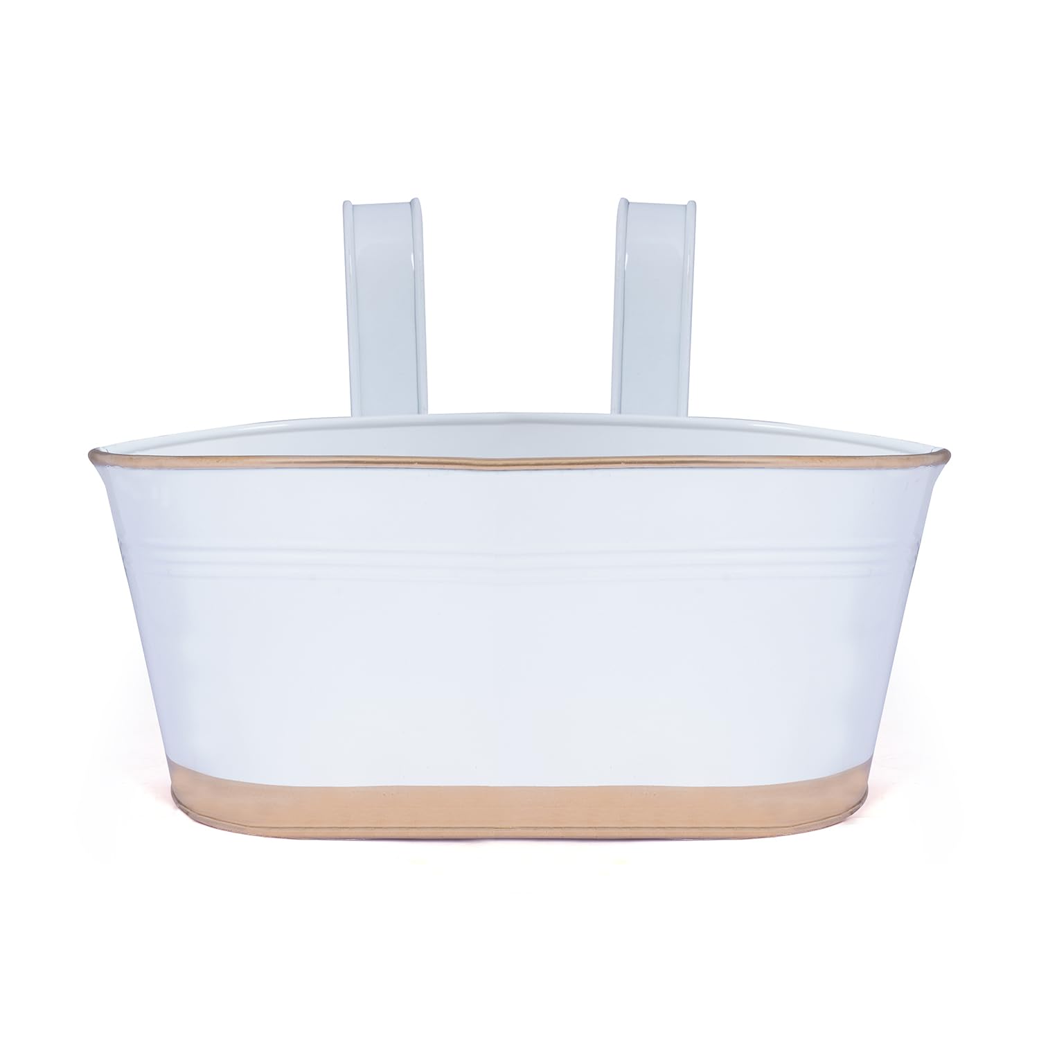 Rigour Crafts Balcony Railing Planters, Outdoor Oval Metal Hanging Plant Flower Pots, Home Apartment Gardening, Pack of 1 (White&Goldcolour) (B0DC6SRZ6Z) Amazon Price History, Amazon Price Tracker