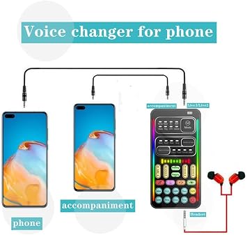sktome Portable Voice Changer, 2rd Generation i9 Live Sound Card, Cool Lights Sound Board - Voice Disguiser/Modulator for PS4/PS5/Xbox One/PC/Phone/Laptops with Adjustable Voice Functions