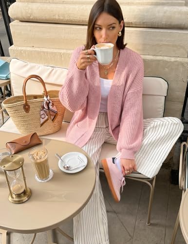 Image of MEROKEETY Long Sleeve Oversized Cardigan Sweaters for Women | Fall Winter Sweaters, Open Front, Chunky Knit, 2026 Casual Work Outerwear with Pockets