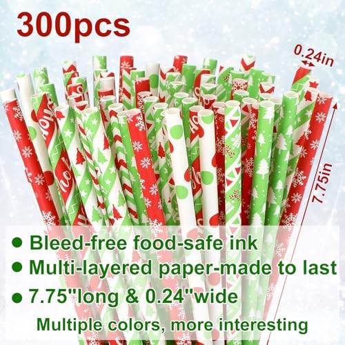 Bokon 300 Pitillos de Papel Navideños 19.7 cm miniatura 2