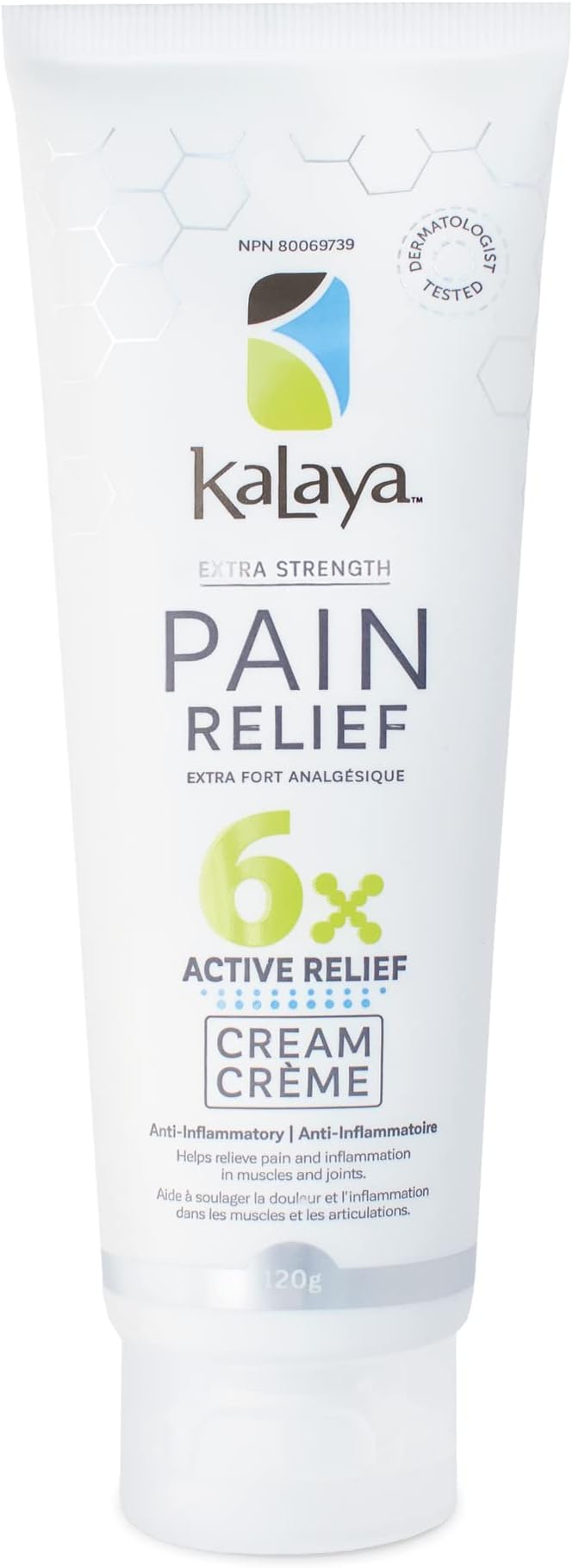 KaLaya 6X Extra Strength Pain Relief Cream (120g) Natural Active, Pain Blocking & Anti