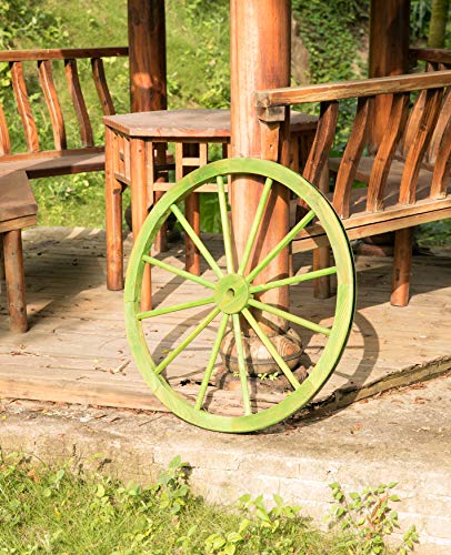 Gardenised Decorative Antique Cottage Green Wagon Garden Wheel - 31 #TOP3