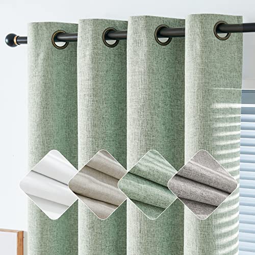 Jinchan Blackout Curtains For Bedroom 84 Inch Long Linen Textured Sage Green Curtains Grommet Top Thermal Insulated Curtains For Living Room Modern Room Darkening Drapes Window Curtain Set 2 Panels #TOP27