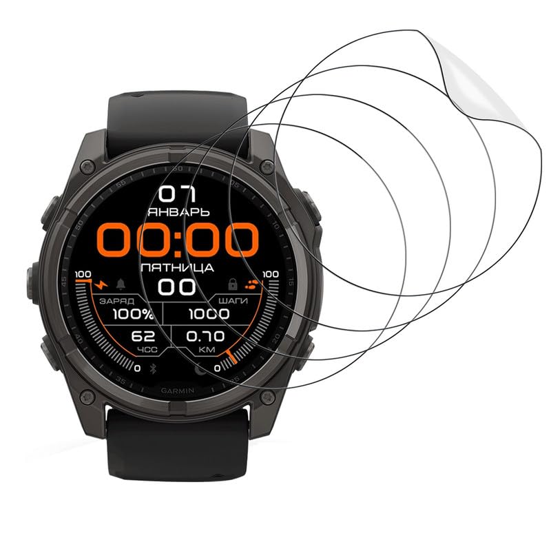 WolfFancy 【4 Stück】 für Folie Garmin Fenix 8 47mm Weich TPU Schutzfolie, Unzerbrechlich Panzerfolie Garmin Fenix 8 47mm Displayschutz, 99% Touchgenauigkeit Blasenfrei Panzerglas Schutzglas