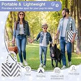 Pawsse Wasserdicht Hundedecke für Unterwegs 80 x 60cm, Outdoor Hundematte Waschbar Hundekissen zum Mitnehmen, Faltbare Hundebett für Reise Auto Camping, Streifen