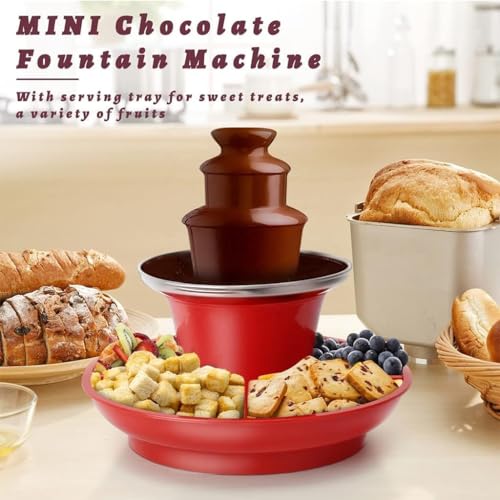 Chocolate Fountain Machine, Mini Fondue Set, Stainless Steel Electric Chocolate Fountain with 3 Tier Fountain and Large Capacity Tray for Parties, Weddings and Birthdays - Image 2