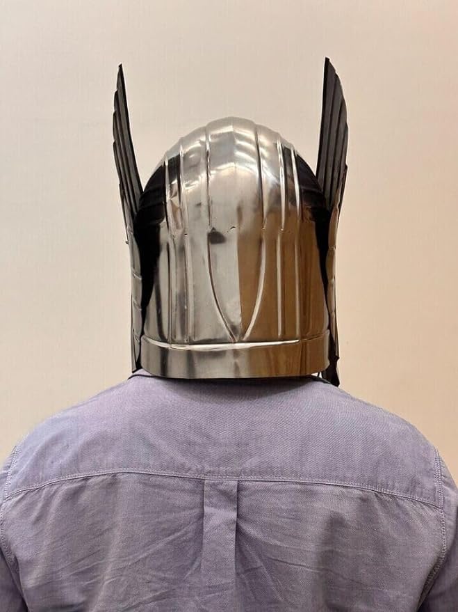 Mittelalter Ragnarok Thors Helm Metall Wikinger Helm von Thor Mighty Mjolnir Helm Stahl LARP Thor Helm Replik für Cosplay Halloween