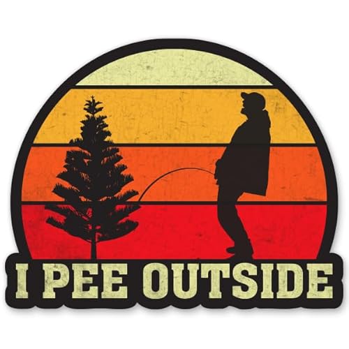 I Pee Outside Sticker - 3" Laptop Sticker - Waterproof Vinyl for Car, Phone, Water Bottle - I Love Peeing Outside Funny Camping Decal