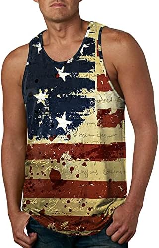 American Flag Mens Tank Top Men's Workout Hooded Tank Tops Bodybuilding Muscle Cut Off T Shirt Sleeveless Gym Hoodies Mens Shirts Graphic Hippie Silk Blouse Mens Tees(Khaki,3X-Large)
