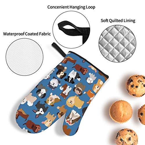 Msguide Cute Animal Dog Oven Mitts And Pot Holders Sets, Heat Resistant 4 Pcs For Safe Bbq Cooking Baking Grilling #TOP3