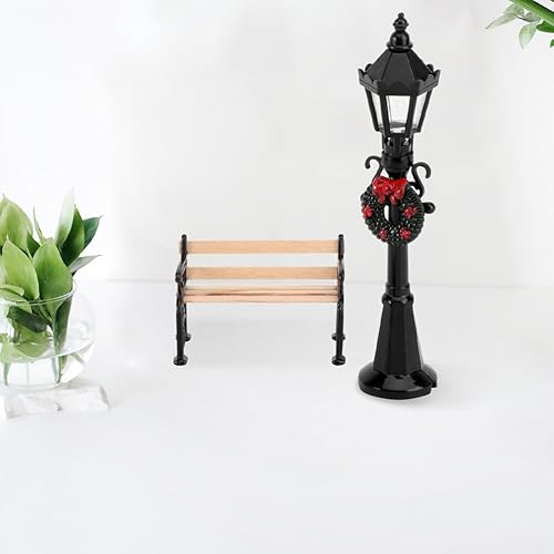 Miniatura 5 de 4 piezas Miniture House Furniture Mini Accesorios Casa de Muñecas Linterna Lámpara de Ratán Cabecero Full Mini Post Light 1/12 Escala Muebles