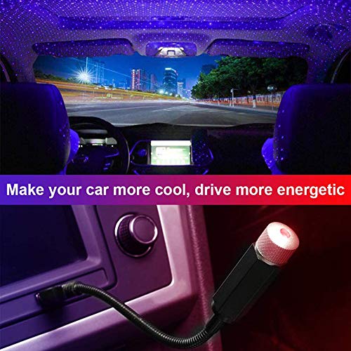 Booreina Star Projector Night Light, Adjustable Usb Night Light, Violet Blue Interior Car Lights, Romantic Auto Roof Ceiling Lamp For Bedroom, Car, Ceiling And Party Decoration #TOP6