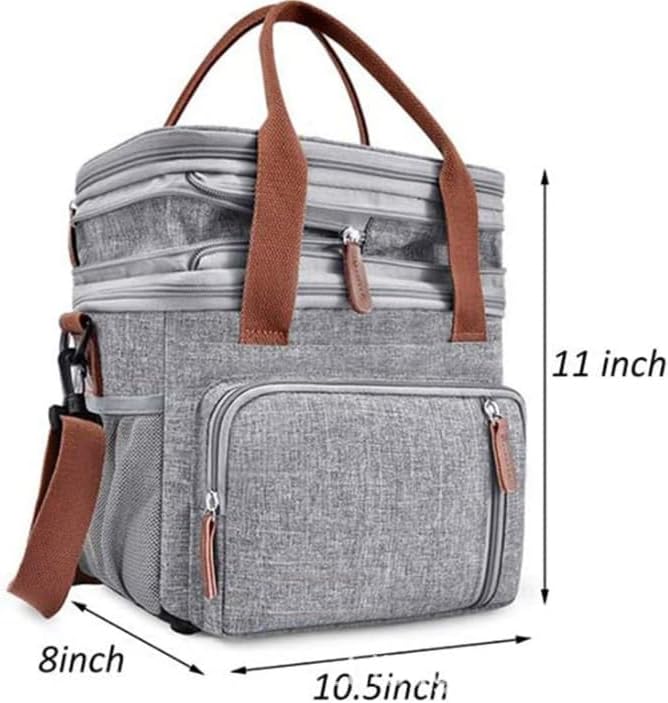 MAxba Large-capacity outdoor picnic bag, one-shoulder portable leak-proof double-layer lunch box, cooler bag, with detachable shoulder strap insulation bag cold and fresh ice bag