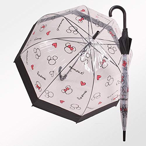 Guarda Chuva Sombrinha Infantil Minnie Preto Transparente