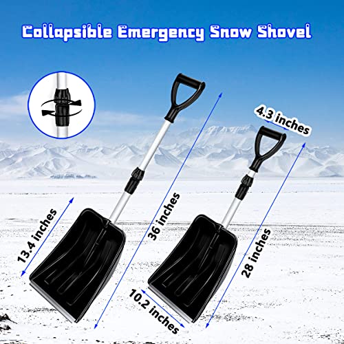 Folding Snow Shovel For Driveway, Ergonomic Snow Shovel With D-Grip Handle And Durable Aluminum Edge Blade, Portable Emergency Snow Shovel For Car Truck Camping #TOP2