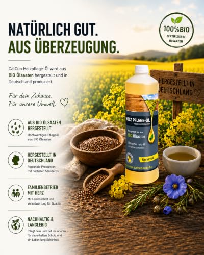 CatCup BIO Universal Holzöl 1L | Geruchloses & farbloses Holzpflegeöl – Ansicht 6