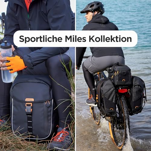 Basil Miles Xl Pro Borsa Portapacchi - Tarpaulin - 9-36 Litri - Impermeabile - Nero/Arancione - 6