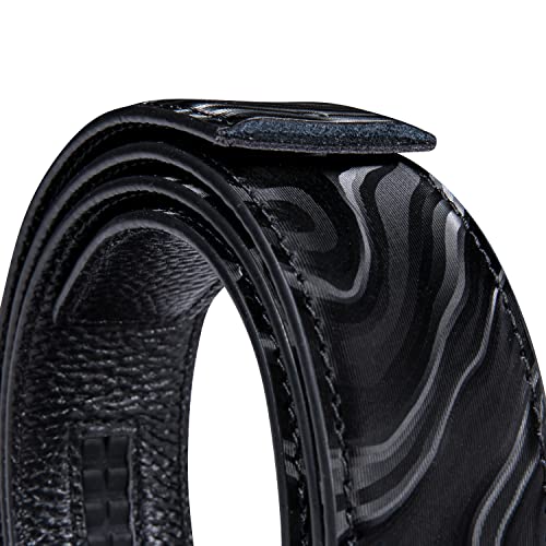 Dubulle Belt For Men Black Solid Ratchet Automatic Buckle Emnossed 1 3/8 Leather Gift #TOP5