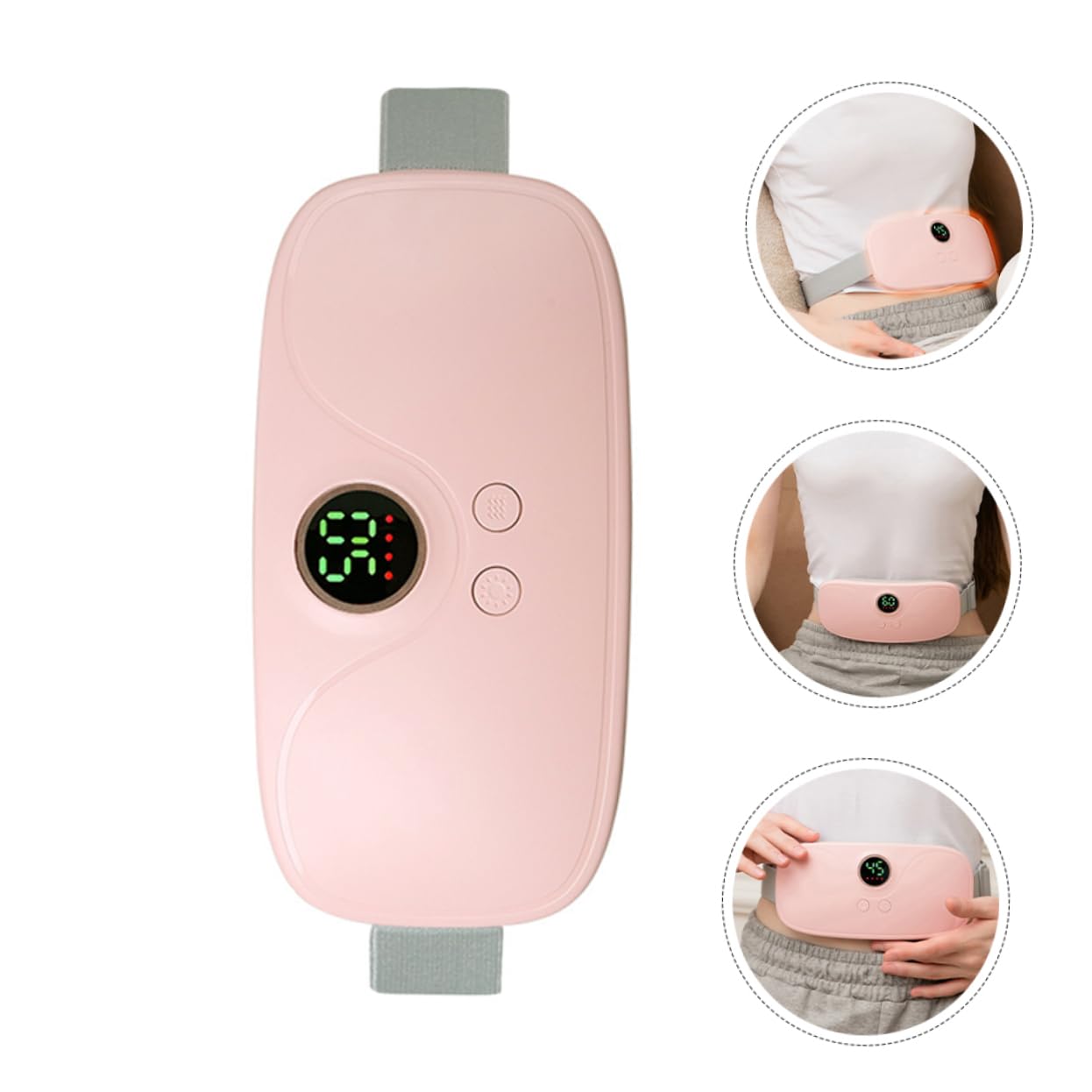 Cinturón Térmico Menstrual Rosa Vibración, 1 Juego | Calentamiento Constante, para Abdomen y Cuello, Abs Cobre, Flannelette y Tela Elástica, Carga USB