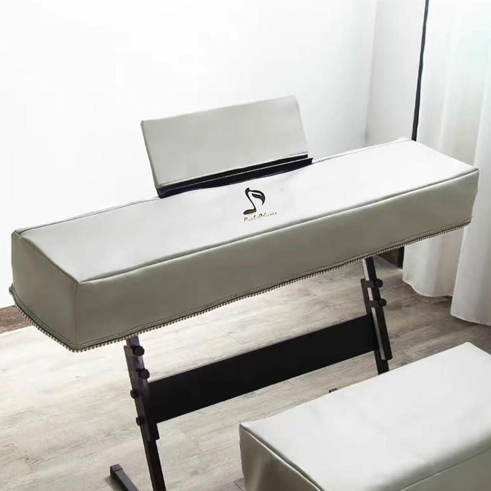 Pianoforte Anti Polvere Copri per Tastiera Pianoforte Digitale 88 Tasti Copertura Pianola Elettronico con Copertina del Stand Musicale, Lungo 133 cm (RisoBianco)