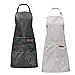 2 Stück Kochschürze mit verstellbarem Nackenbügel und 2 Taschen Küchenschürze Latzschürze Schürze aus Baumwolle Leinen Kochschürzen für Frauen Männer Kochen Backen Gemälde Gartenarbeit (Schwarz&Grau)