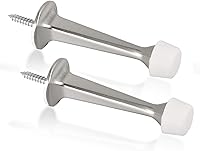 KOVOSCH 2 Pack Heavy Duty Door Stops - Solid Zinc Alloy Rigid Stoppers with Soft Rubber Tips, Satin Nickel Wall Protectors