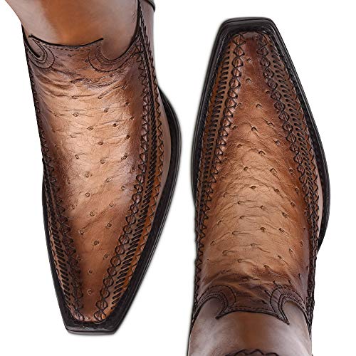 Cuadra Men's Western Boot In Genuine Ostrich Leather Brown 6 #TOP6