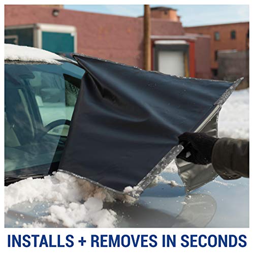 FrostGuard Plus Winter Windshield + Mirror Covers - Weather Resistant - Security Panels and Wiper Blade Cover - Protects from Snow, Ice and Frost (Standard, Snowflake)