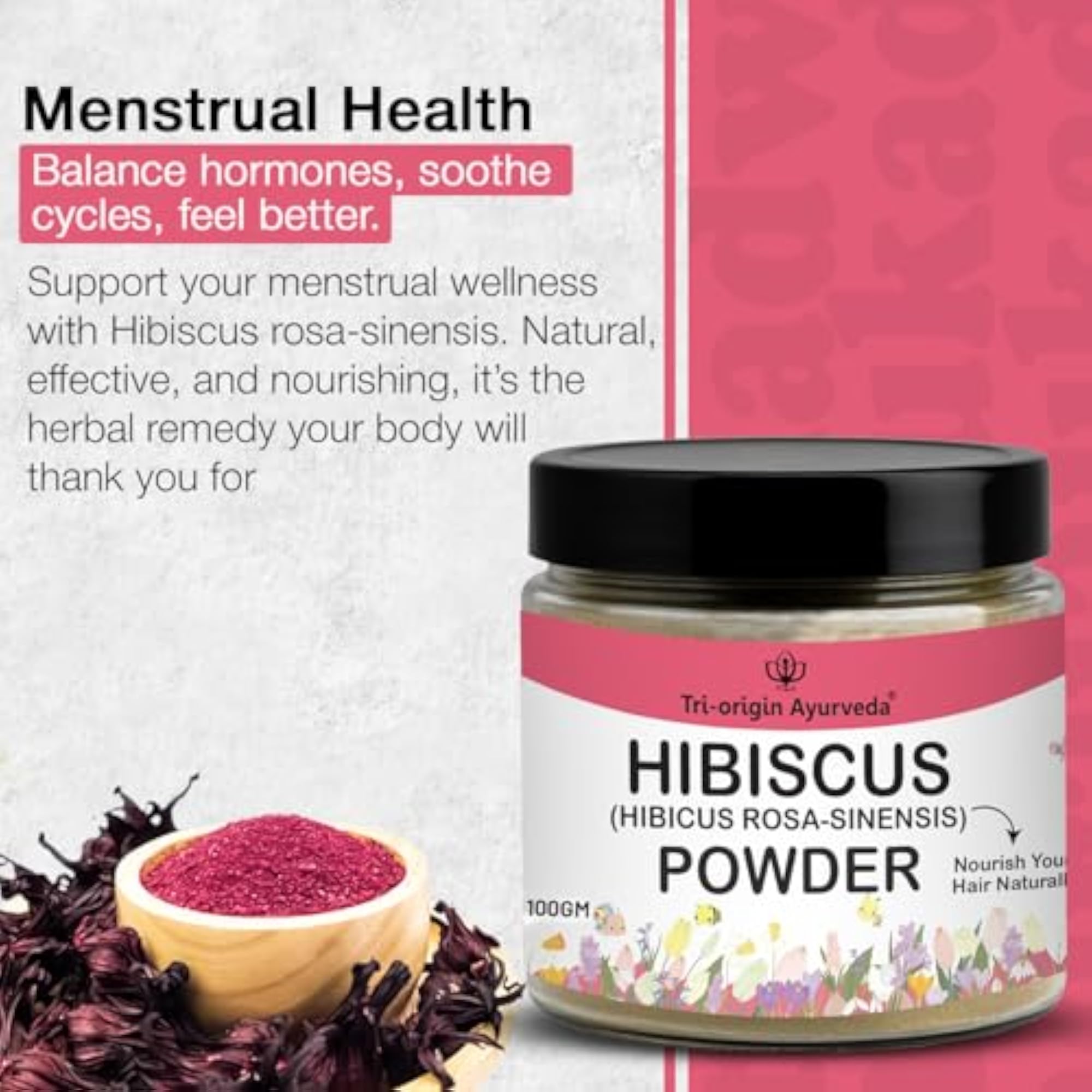 100% Natural Hibiscus Powder for Hair and Face