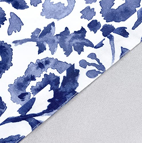 Driftaway Julia Watercolor Blooming Flower Floral Lined Thermal Insulated Window Curtain Valance Rod Pocket 52 Inch By 18 Inch Plus 2 Inch Header Navy 1 Pack #TOP2