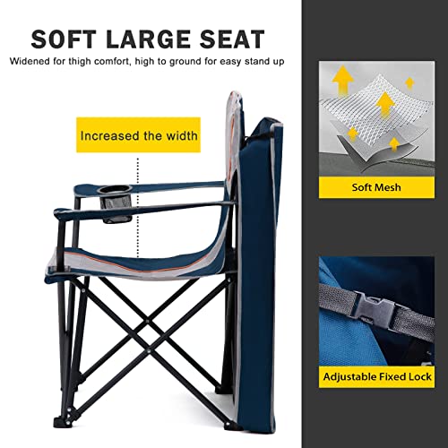 FAIR-WIND-Oversized-Camping-Lounge-Chair-with-Adjustable-Shade-Canopy-Heavy-Duty-Quad-Fold-Chair-Arm-Chair-Support-350-LBSBlue-Grey