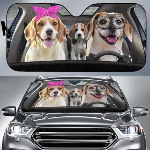 Pare-soleil intérieur de voiture pour les voyages en famille d'été avec un motif de Beagles