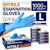 Supmedic Nitrile Exam Glove, 3.5 mil Disposable Medical Gloves Powder-Free Latex-Free, Case of 1000 pcs (Blue) (Large)