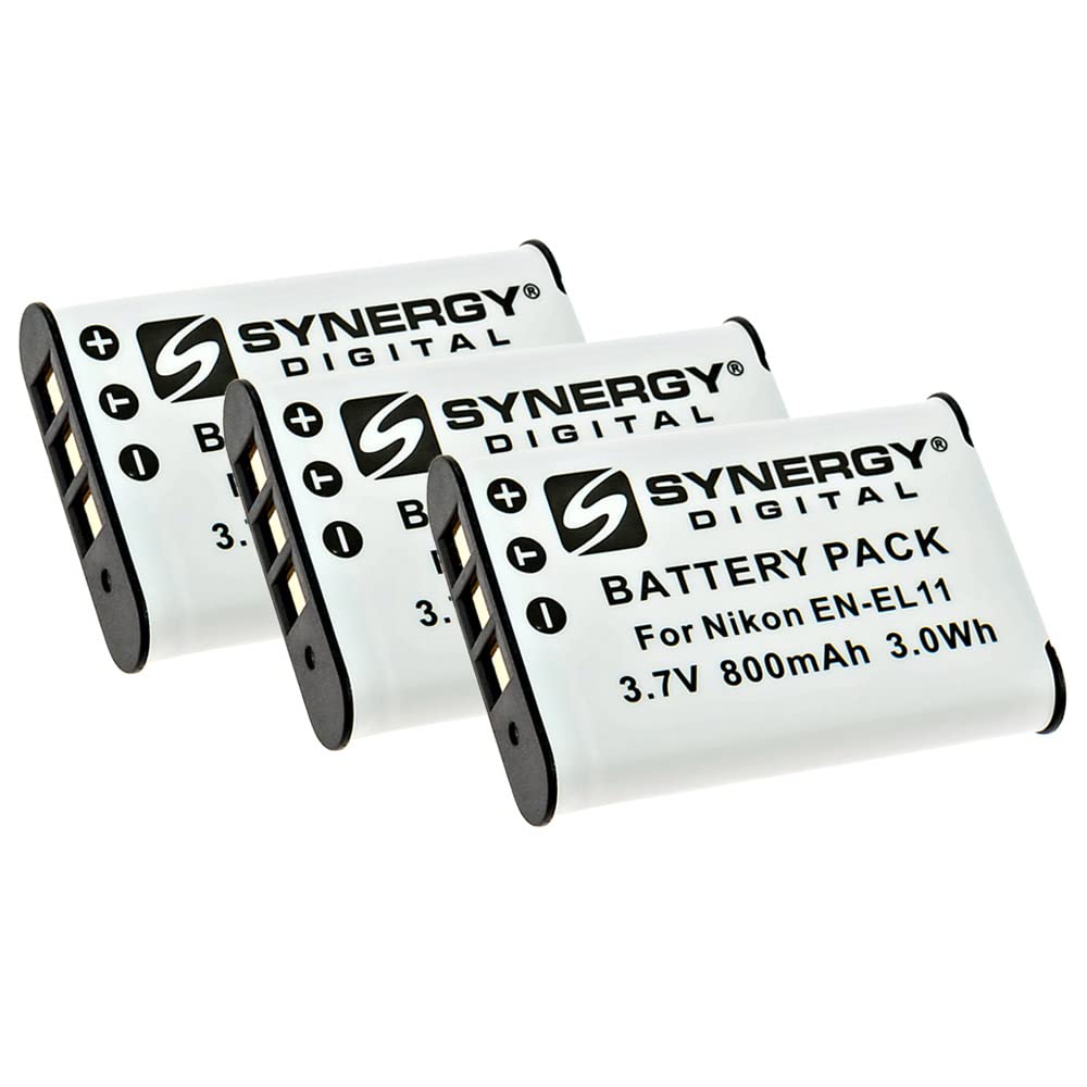 Synergy Digital Digital Camera Batteries, Compatible with Vidpro ACD-287 Digital Camera Batteries (li-ion, 3.7V, 800 mAh), Set of 3