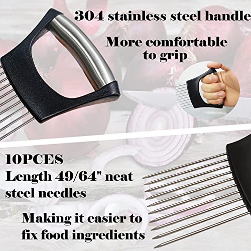 2 Pack Onion Slicer,Stainless Steel Onion Knife,Tomato Slicer,Kitchen Accessory,Vegetable And Fruit Chopper,Cutter For Meat Lemon Potato Tomato,Black #TOP4