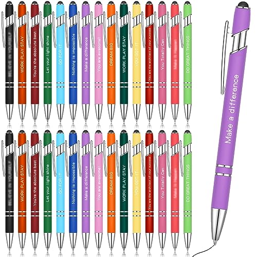 Faccito 30 Penne con Citazioni Ispiratrici Set di Penne a Sfera con Frasi Motivazionali, Inchiostro Nero Metallo Touchscreen Regali per Scuola Infermiera Ufficio (Incoraggiante)
