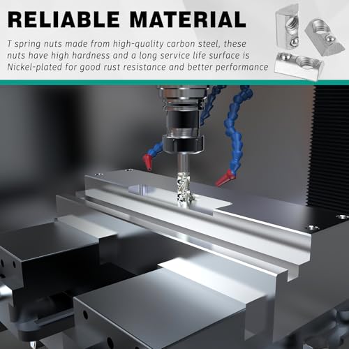 Yaocom 100 peças M8 rolo meio redondo em mola T porcas prata M8 rosca T mola aço carbono padrão euro