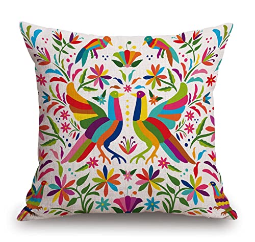 Tssohu Decorative Throw Pillow Cover Square Size 18X18 Inches Colorful Mexican Traditional Lumbar Pillowcase With Hidden Zipper Decor Cushion Gift For Holiday Sofa Bed #TOP11