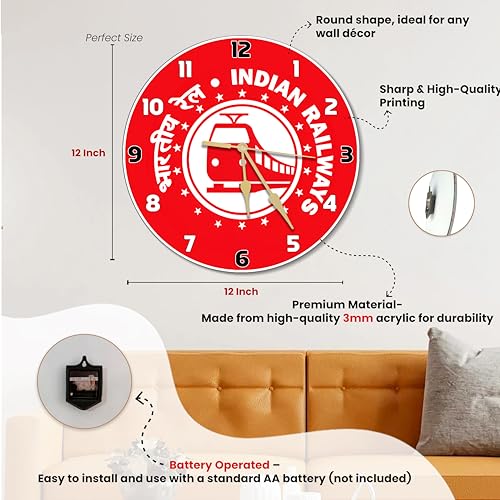 Image of SAVRI Personalized Corporate Photo Wall Clock 12x12 Inch -Company Logo Printed Acrylic Clock | Business Branding, Office,Corporate Awards,Employee Recognition & Client Gifting