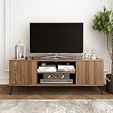 AyA Gear Mid-Century Modern TV Stand for up to 58 inch TV Television Stands with Cabinet Wood Storage TV Console Table, Retro Media Entertainment Center for Living Room, Rustic Brown