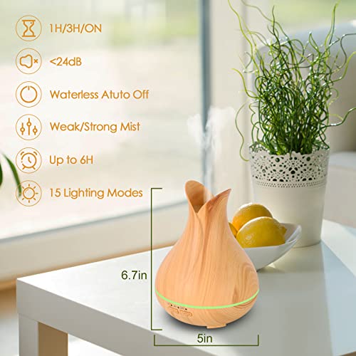 Grevol Aromatherapy Diffuser With Essential Oils Included, 150Ml Small Cute Aroma Diffuser With 15 Color Led Light&3 Times, Waterless Auto Off Essential Oil Diffusers For Home Bedroom(Wood) #TOP5