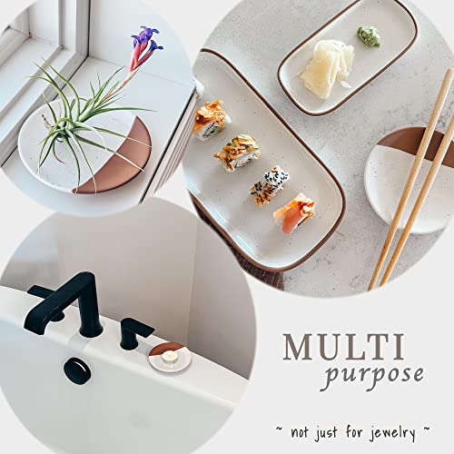 Mora Ring Dish - Jewelry Holder for Wedding/Engagement Rings, Bathroom Vanity, Nightstand, Sink etc. Cute Trendy Gift for Bride/Women, Small Modern Decorative Tray/Plate for Trinket, Room Decor, White - Thumbnail 5