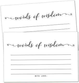 50 Words of Wisdom Advice Cards, Advice and Wishes Cards-Marriage or Wedding Advice Cards-Well Wishes for Bridal or Baby Shower Party Games, 4"x6" Cards