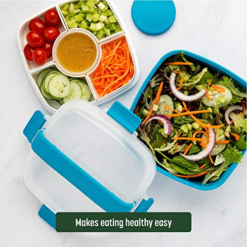 Goodful Stackable Lunch Box Container, Bento Style Food Storage With Removeable Compartments For Sandwich, Snacks, Toppings & Dressing, Leak-Proof And Made Without Bpa, 56-Ounce, Blue #TOP5