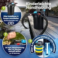 Teicher Teichdruckfilter mit UV Lampe | Teichschwämmen, 11 W UVC Klärer, Teich Filteranlage | Teichfilter ohne Pumpe für Gartenteich & Koi Teiche, Druckfilter 10.000 l/h – Ansicht 4
