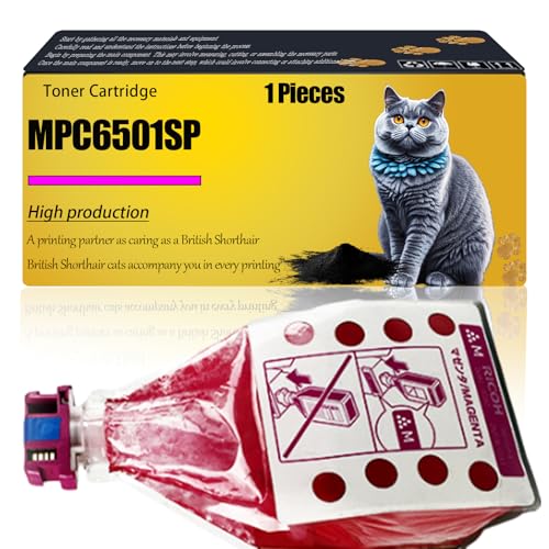 WZLAD MPC6501SP Compatible for Ricoh Toner Cartridge 841361 841362 841363 841364 Aficio MPC6501SP Aficio MPC7501SP Printers, High Yield Alternatives Reliable Printing (Magenta)