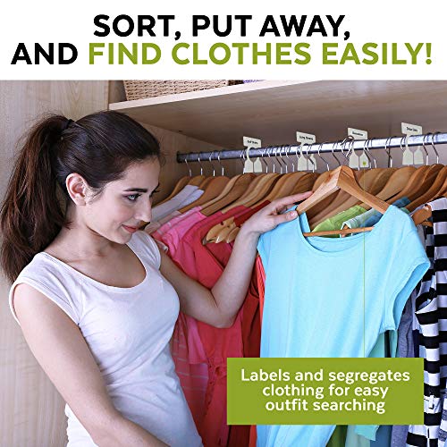 Simple Division Garment Organizers - Sort, Put Away, And Find Clothes Easily - 12 White Closet Organizers - Includes 60 Bilingual Sorting Labels #TOP4