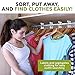 Simple Division Garment Organizers - Sort, Put Away, and Find Clothes Easily - 12 White Closet Organizers - Includes 60 Bilingual Sorting Labels